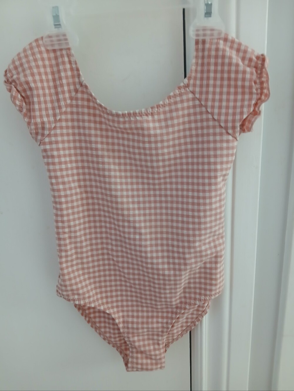 🔥🔥Zara Kids Peach Pink Gingham One-Piece Swimsuit
